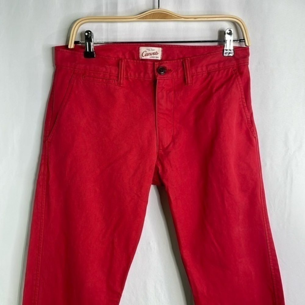 Lands End red canvas, flat front khakis